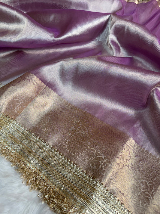Dhiyona HH Maharani Tissue Silk Saree – Lilac Purple