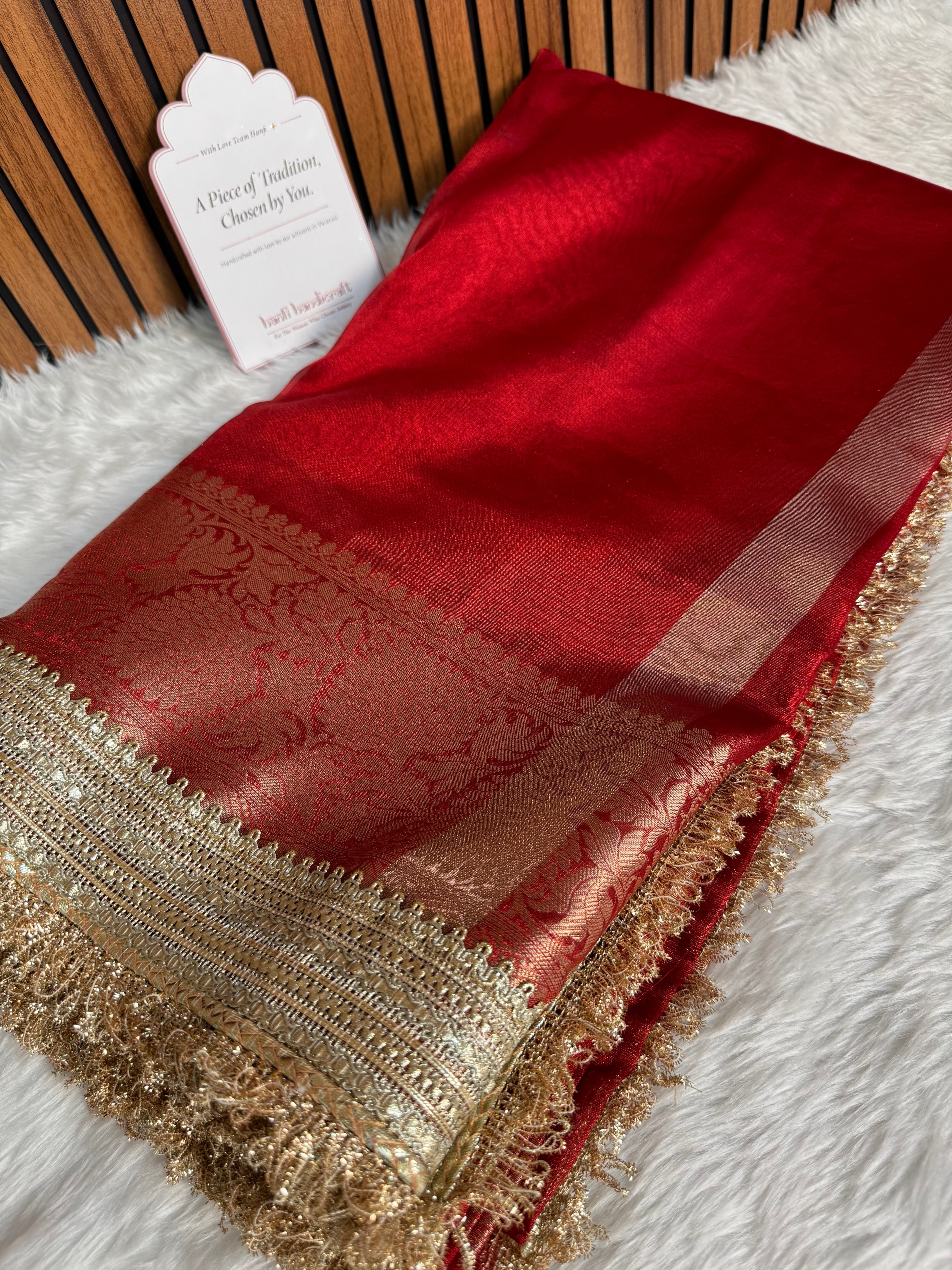Dhiyona HH Maharani Tissue Silk Saree – Bold Red