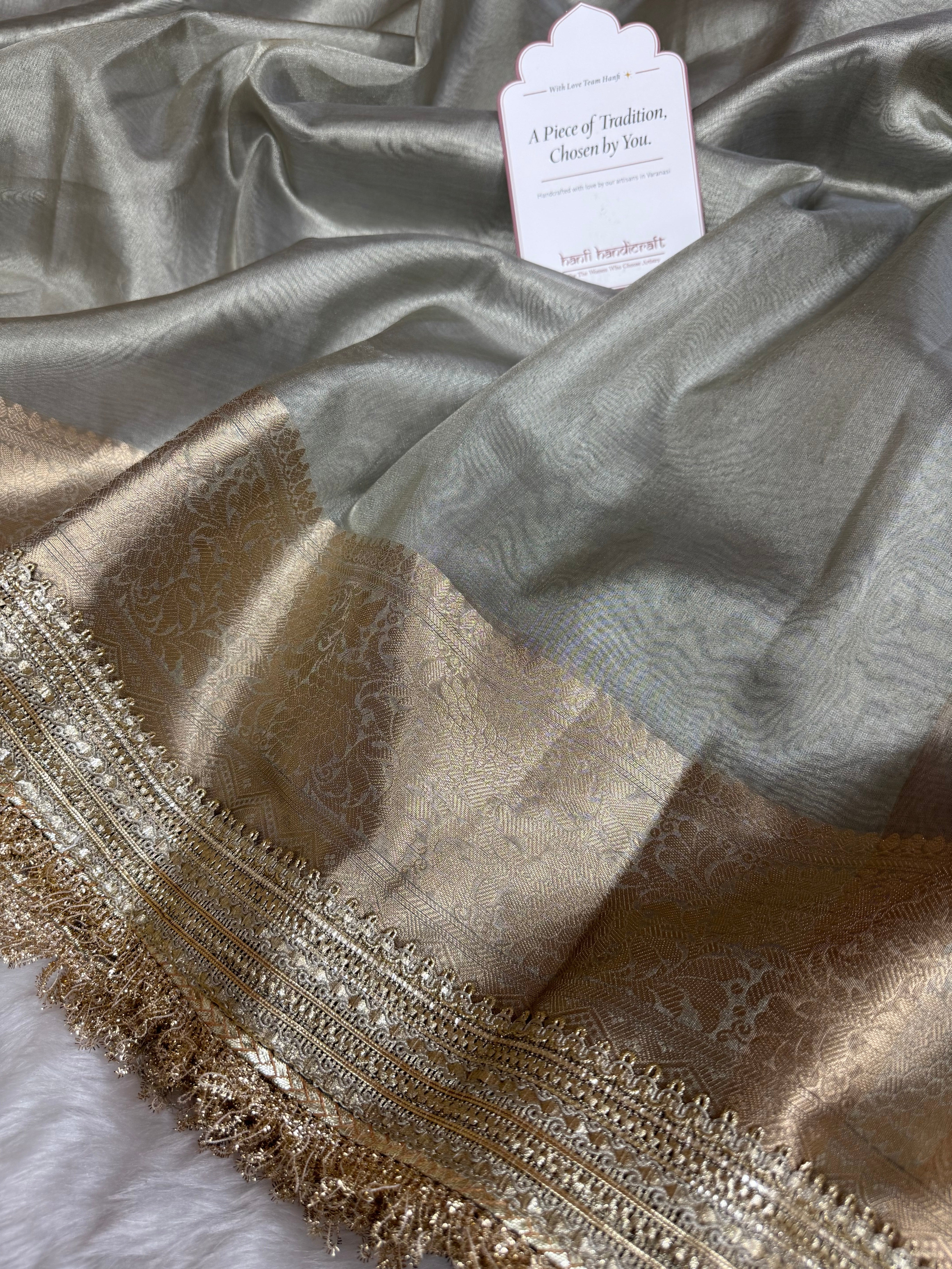 Dhiyona HH Maharani Tissue Silk Saree – Moonlit Grey