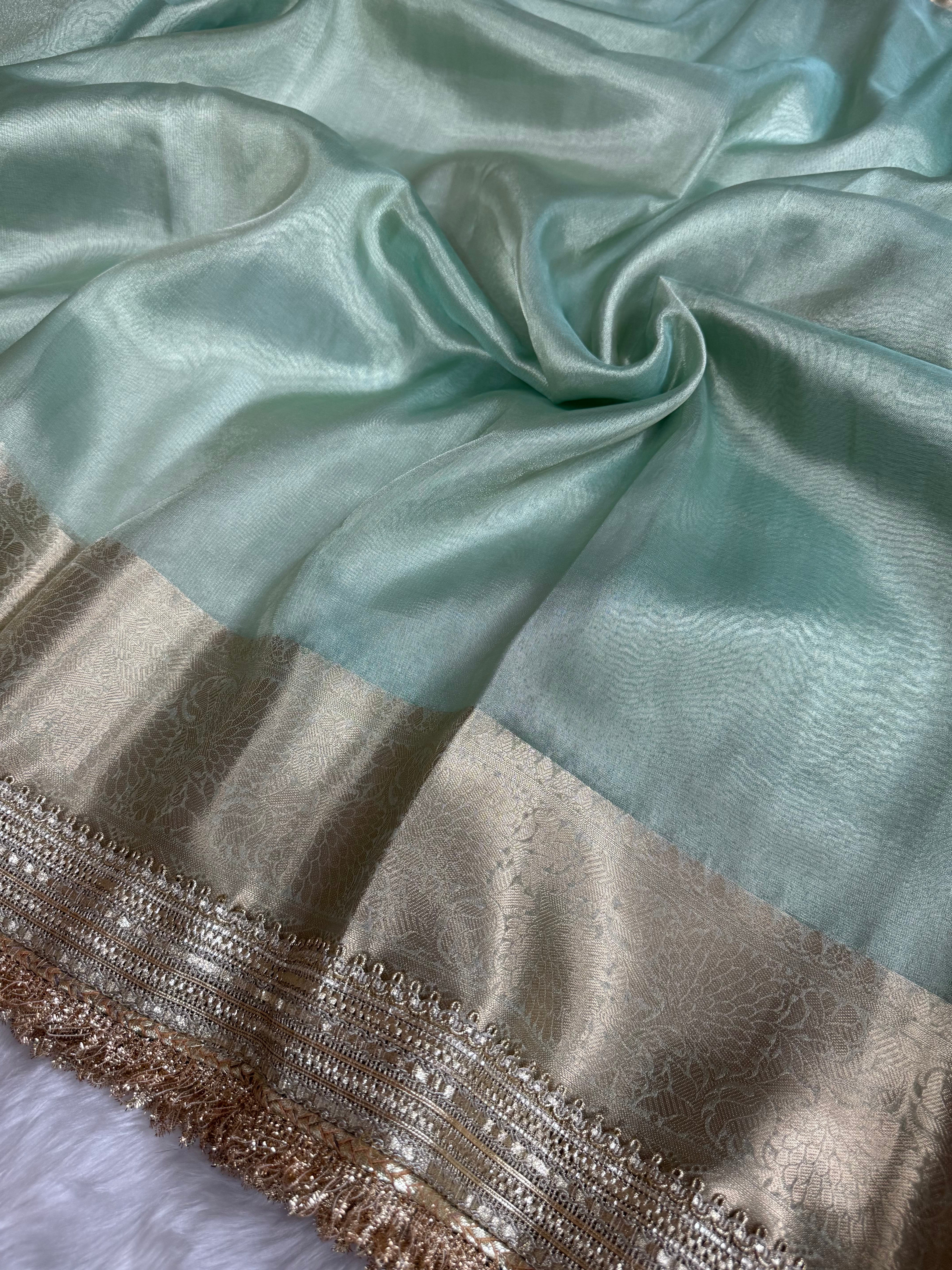 Dhiyona HH Maharani Tissue Silk Saree – Sea Green