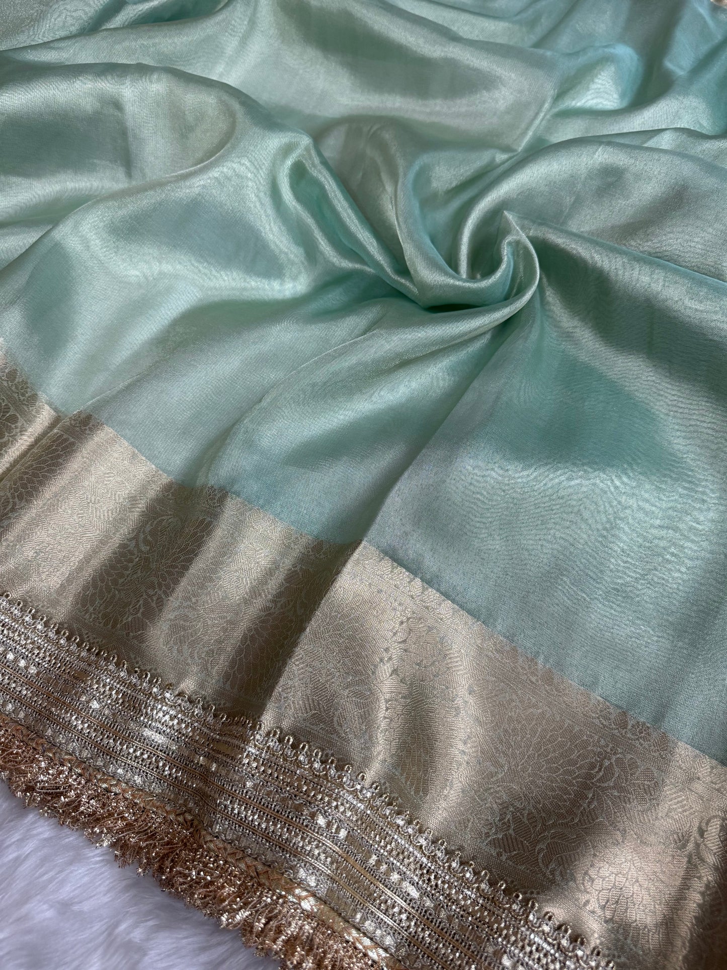 Dhiyona HH Maharani Tissue Silk Saree – Sea Green