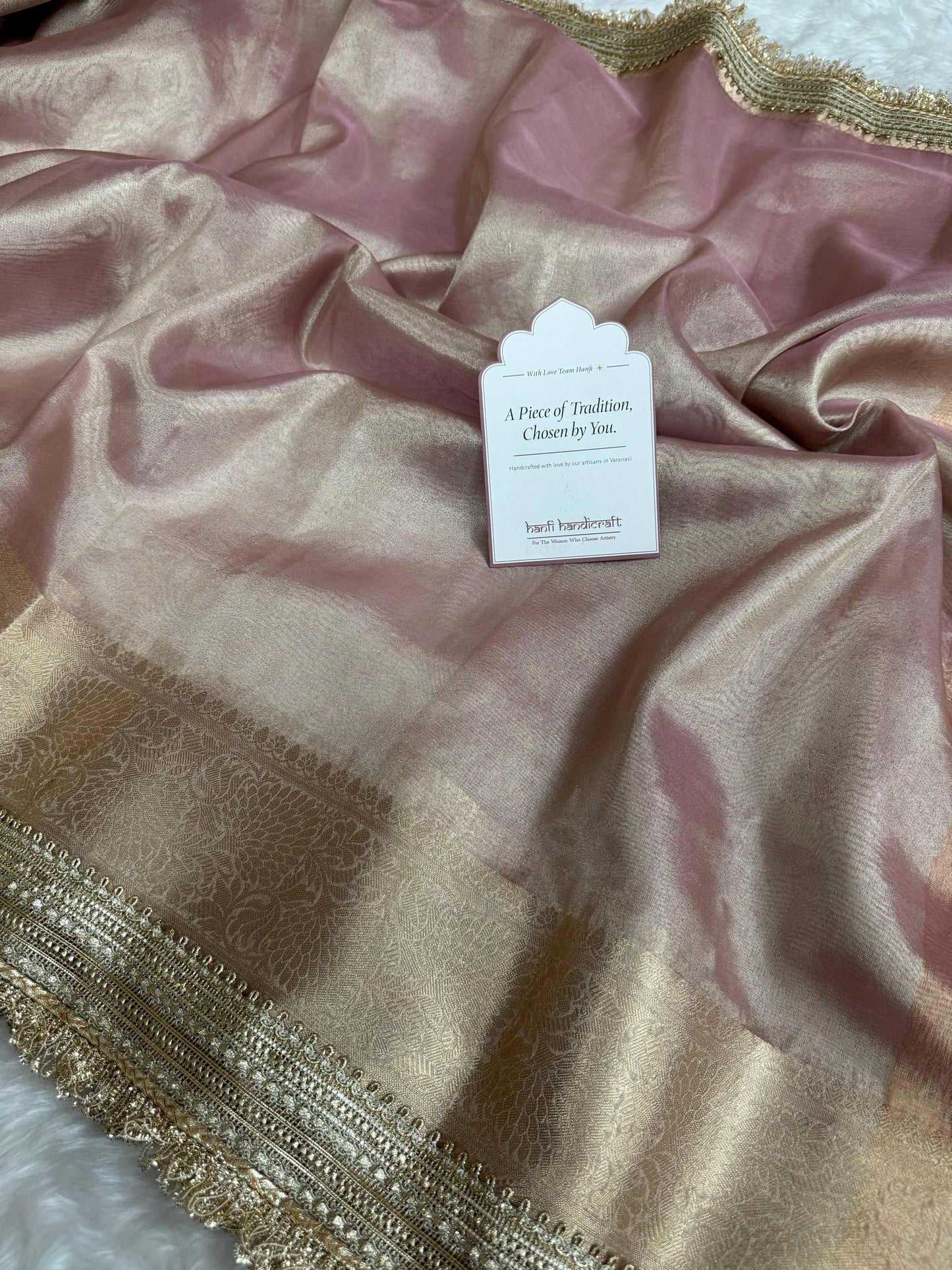 Dhiyona HH Maharani Tissue Silk Saree – Baby Pink