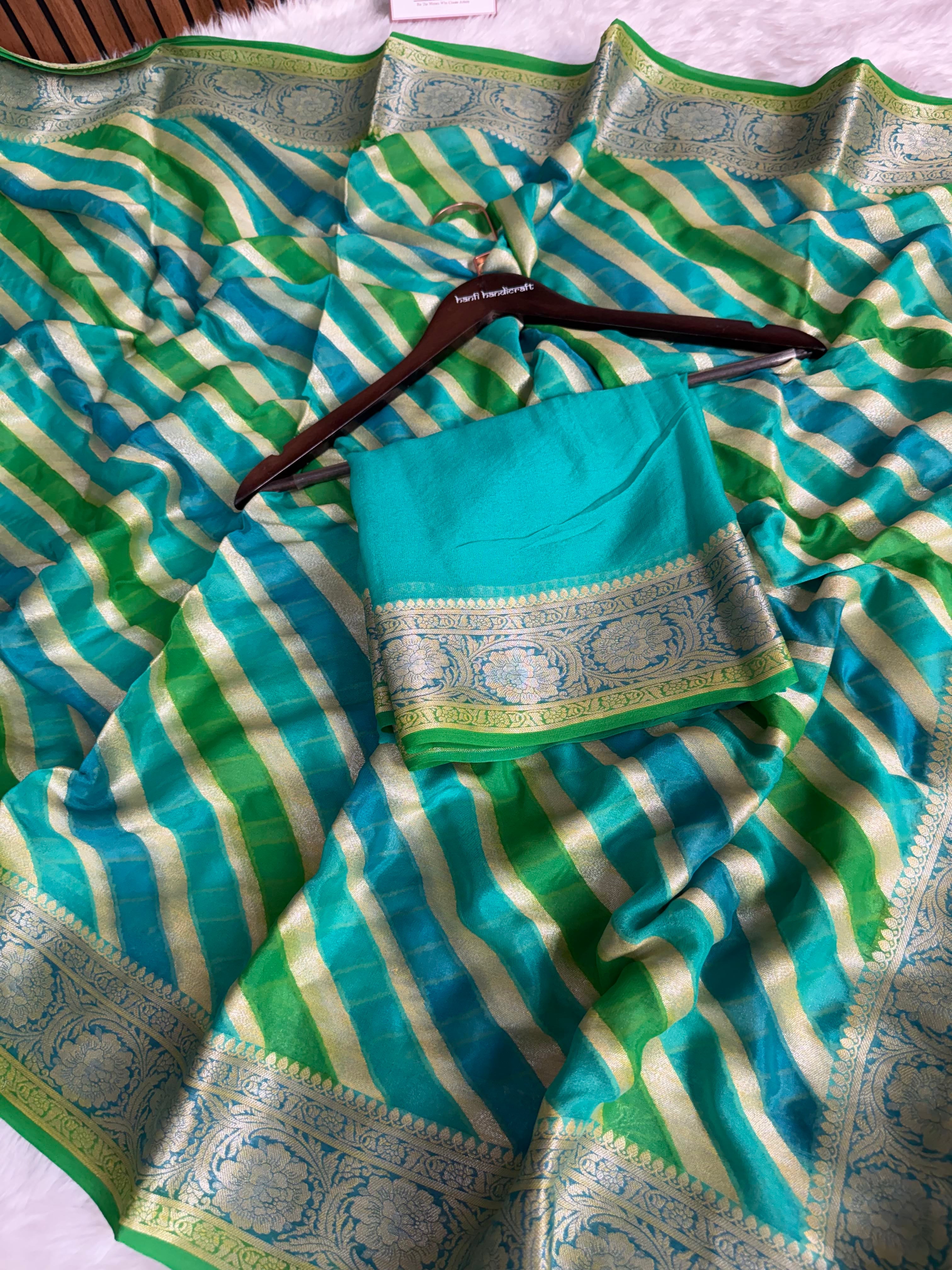Dhiyona HH Rangkat Pure Khaddi Chiffon Banarasi Saree