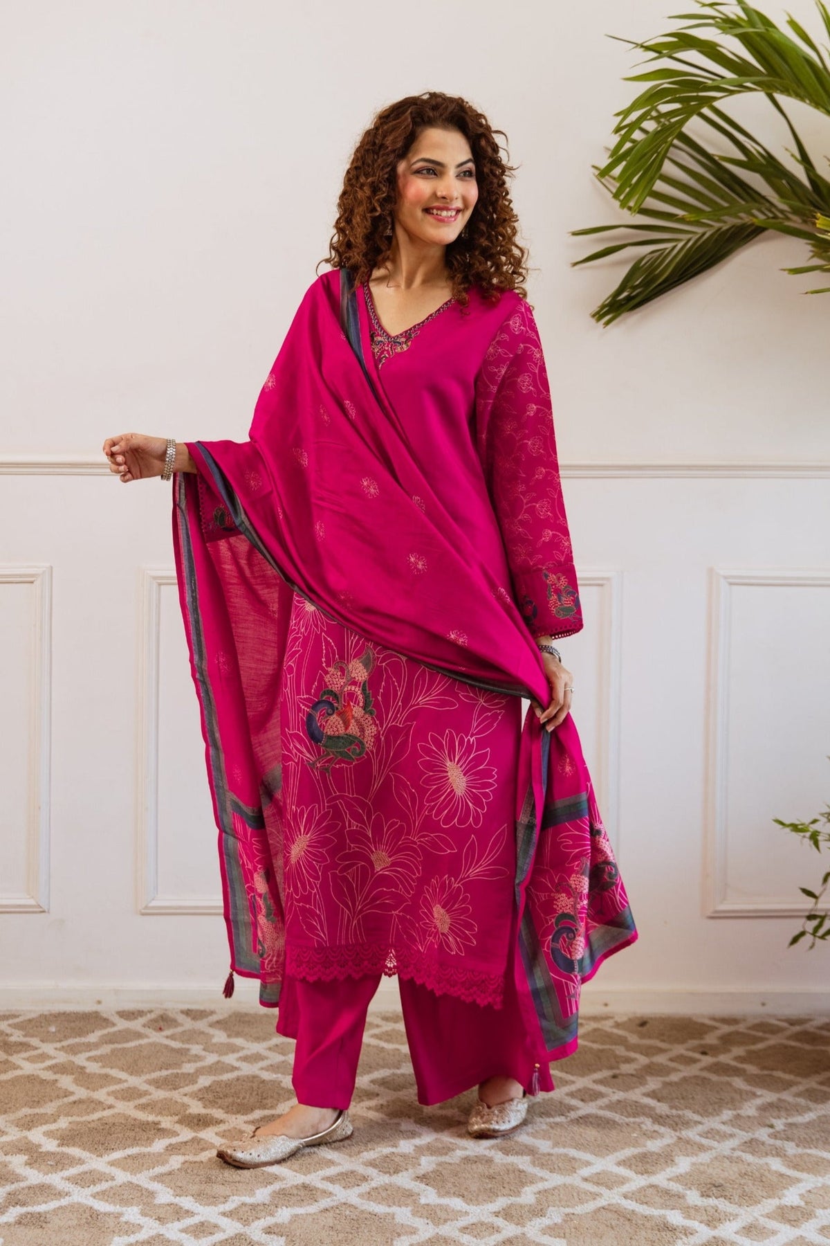 Kabool Raspberry work Suit Set