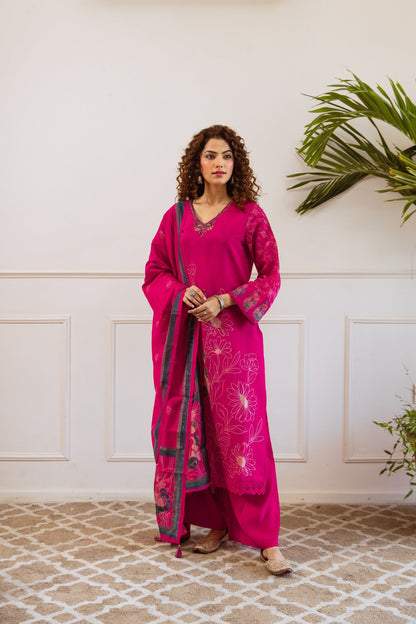 Kabool Raspberry work Suit Set