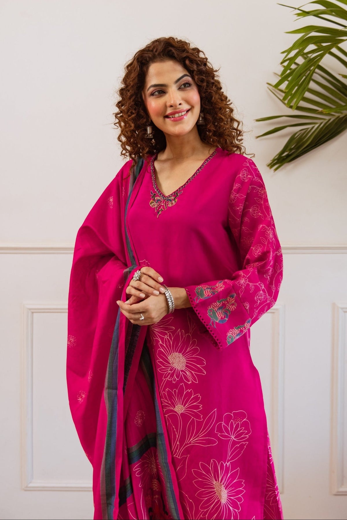 Kabool Raspberry work Suit Set