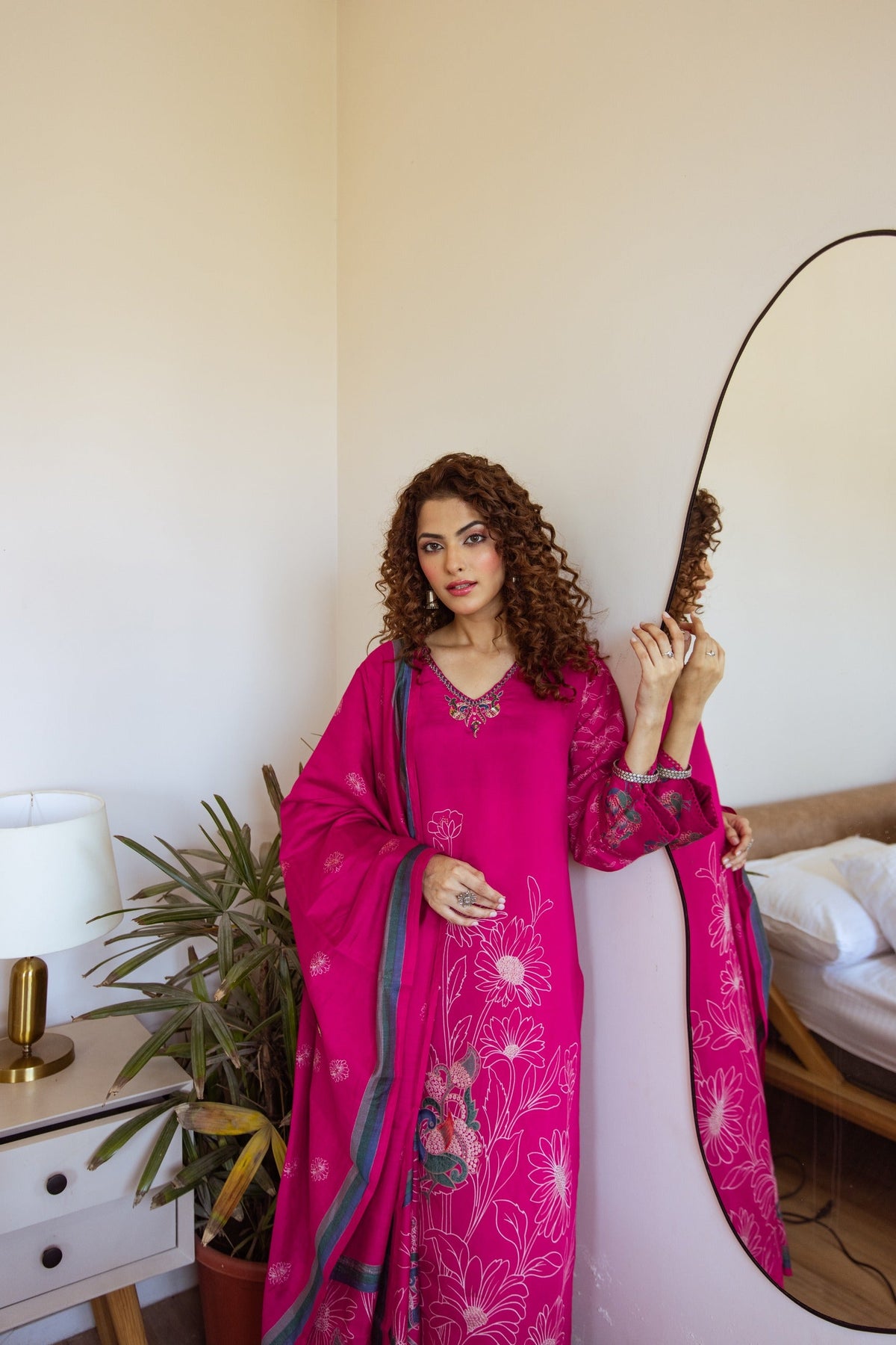 Kabool Raspberry work Suit Set