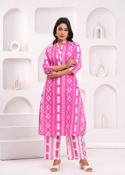 Maurya Softpink Printed Kurta Pant Set