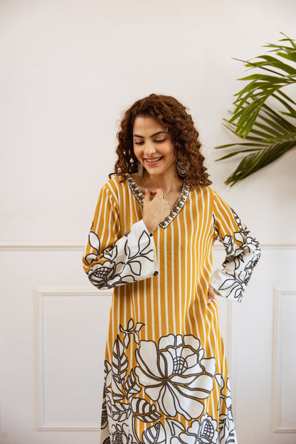 Bakul Sunshine Printed Cotton Kurta Pant Set