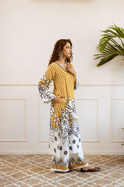 Bakul Sunshine Printed Cotton Kurta Pant Set