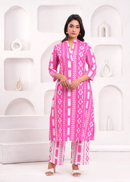 Maurya Softpink Printed Kurta Pant Set