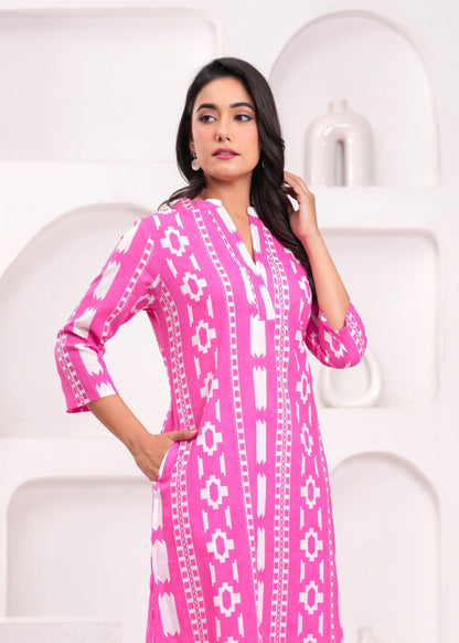 Maurya Softpink Printed Kurta Pant Set