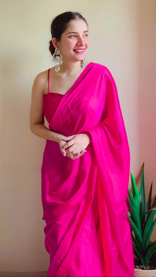 Dhiyona ST Fuchsia Flush Paradise Satin Saree