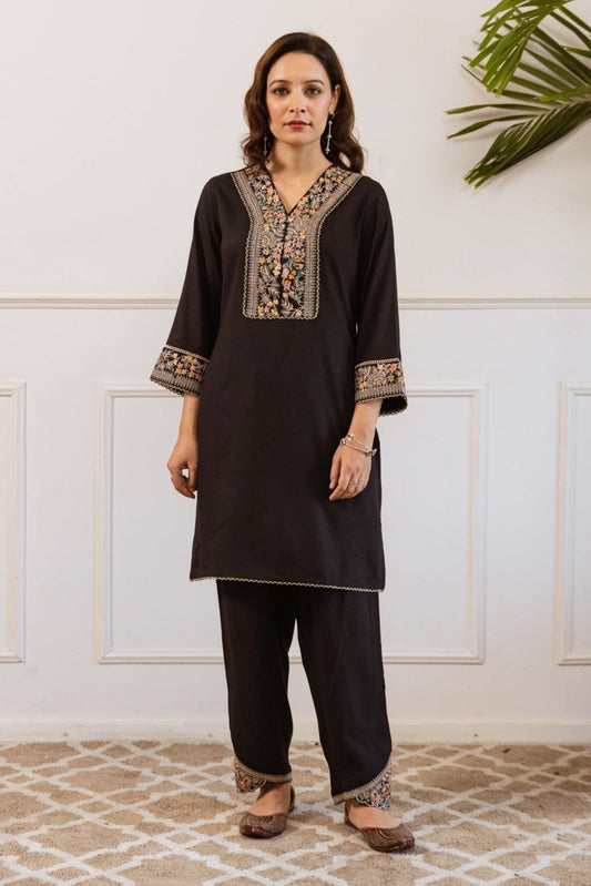 AutumnLane Kabool Ebony embroidery cotton co-ord set