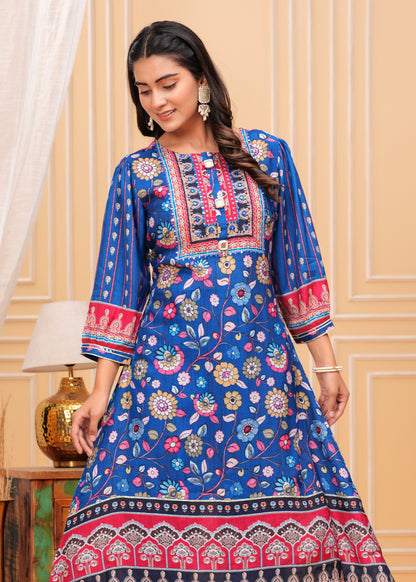 Maurya Cobalt Premium Muslin Kurta Set