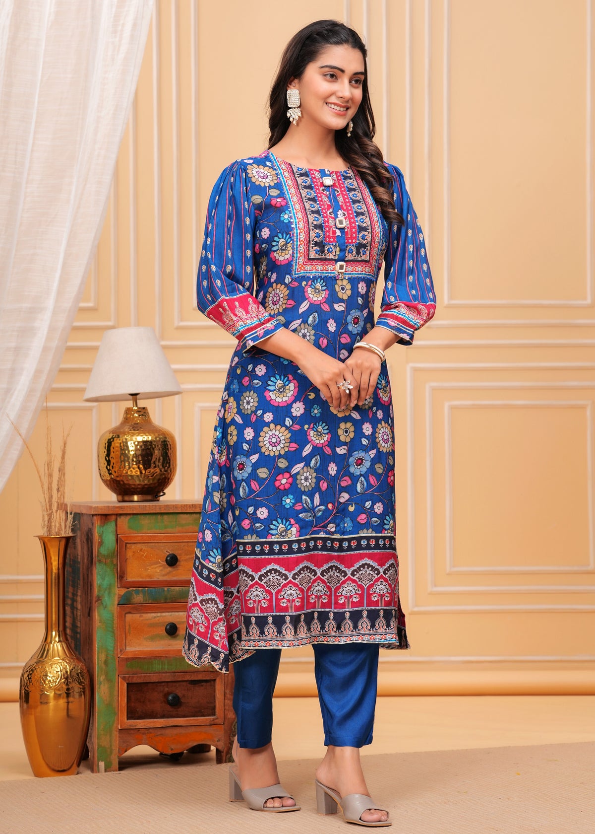 Maurya Cobalt Premium Muslin Kurta Set