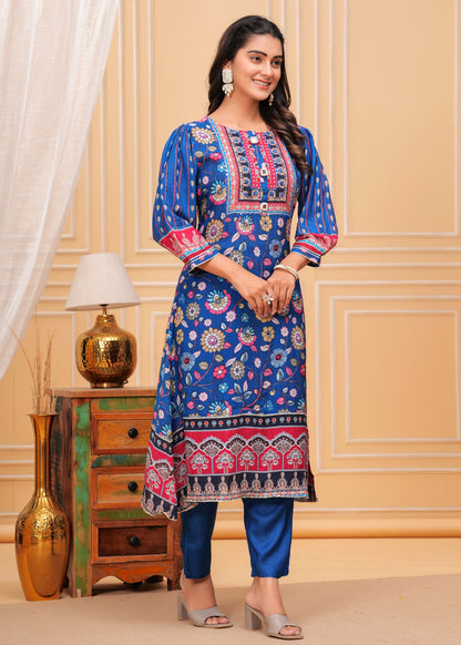 Maurya Cobalt Premium Muslin Kurta Set