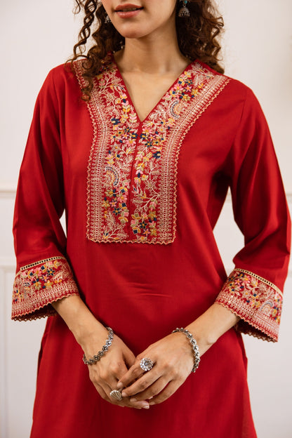 Kabool Vermi Embroidery Kurta Pant set