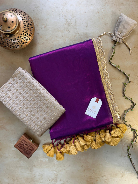 Dhiyona SS The Luxe Gleam Tissue Cotton Saree