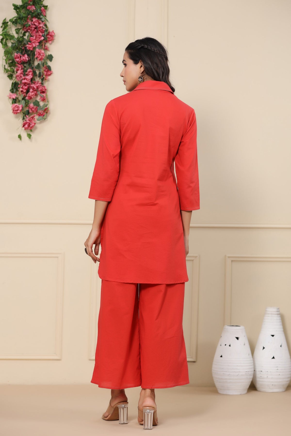 Jayti crimson Butterfly Cotton Co-ord Set