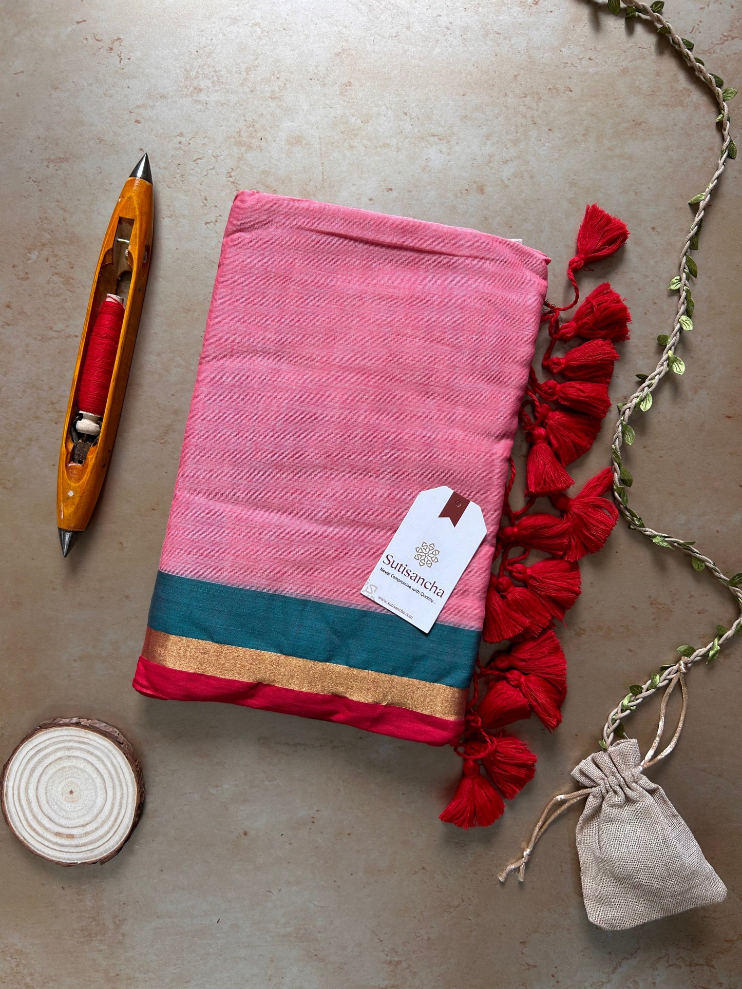 Dhiyona SS Border Bliss Mul Cotton Saree by Sutisancha