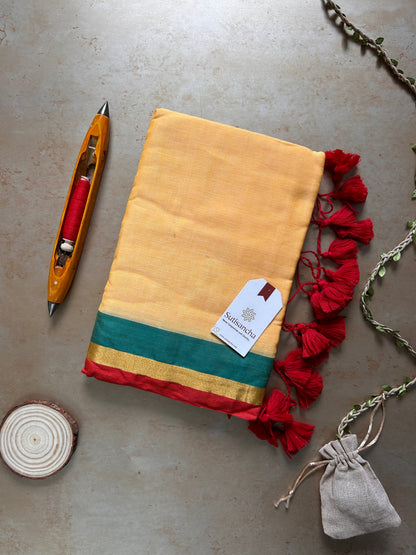 Dhiyona SS Border Bliss Mul Cotton Saree by Sutisancha