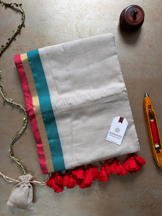 Dhiyona SS Border Bliss Mul Cotton Saree by Sutisancha
