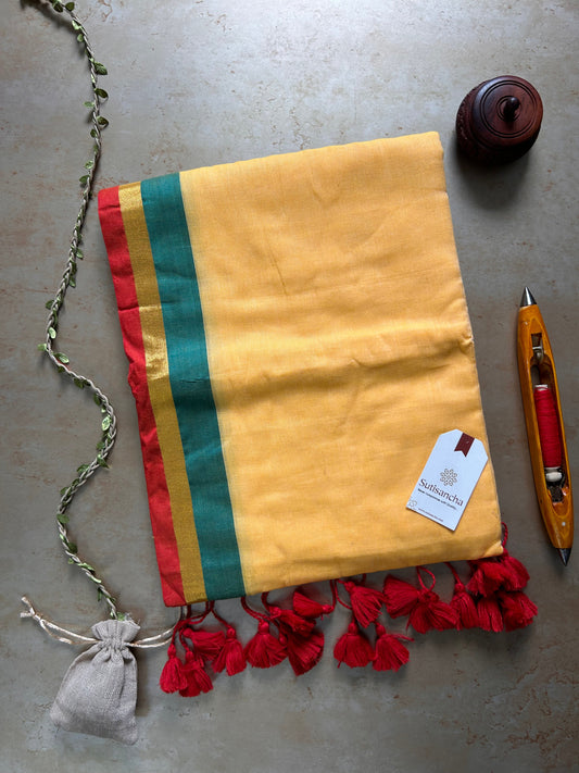 Dhiyona SS Border Bliss Mul Cotton Saree by Sutisancha