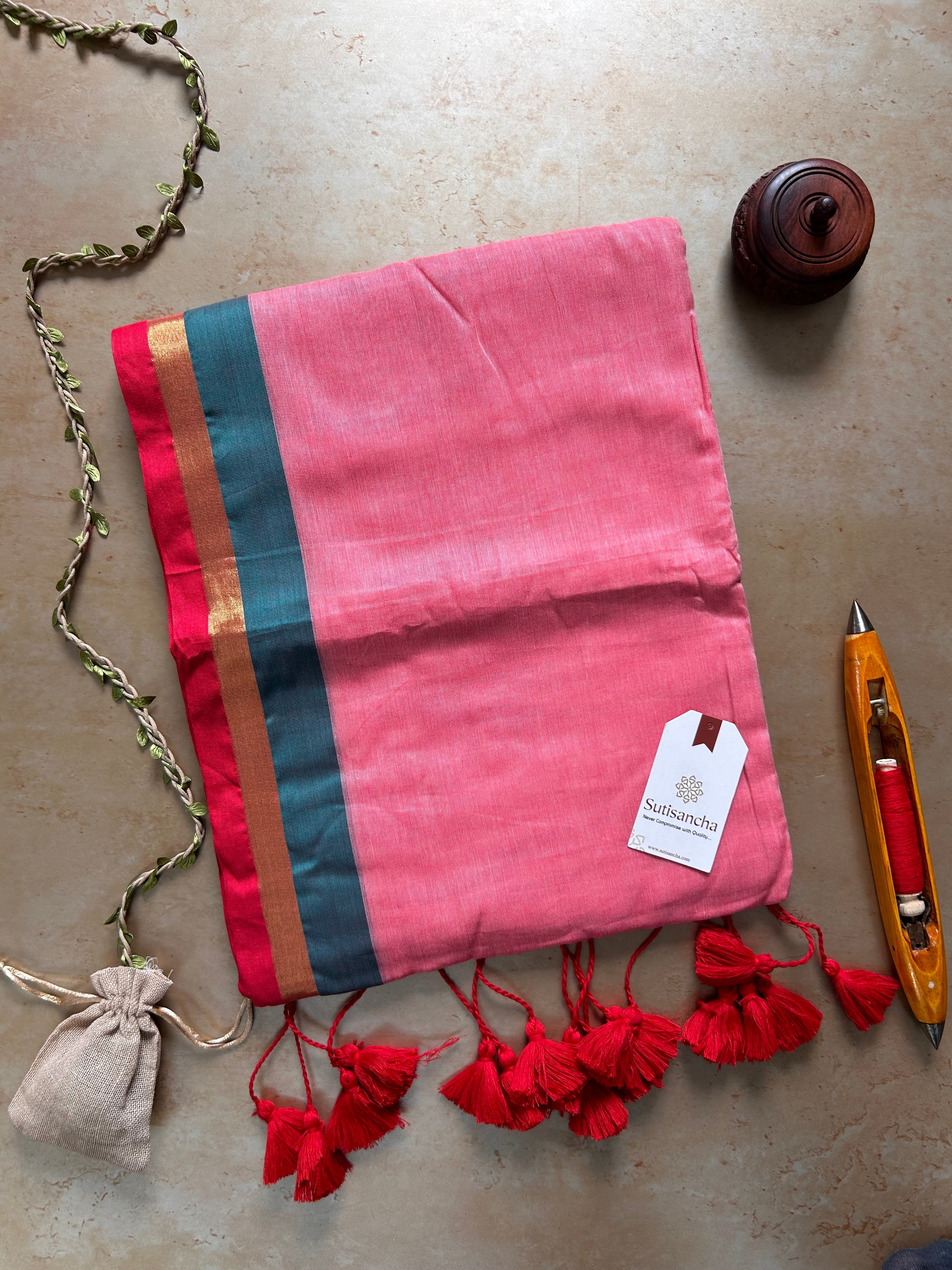 Dhiyona SS Border Bliss Mul Cotton Saree by Sutisancha