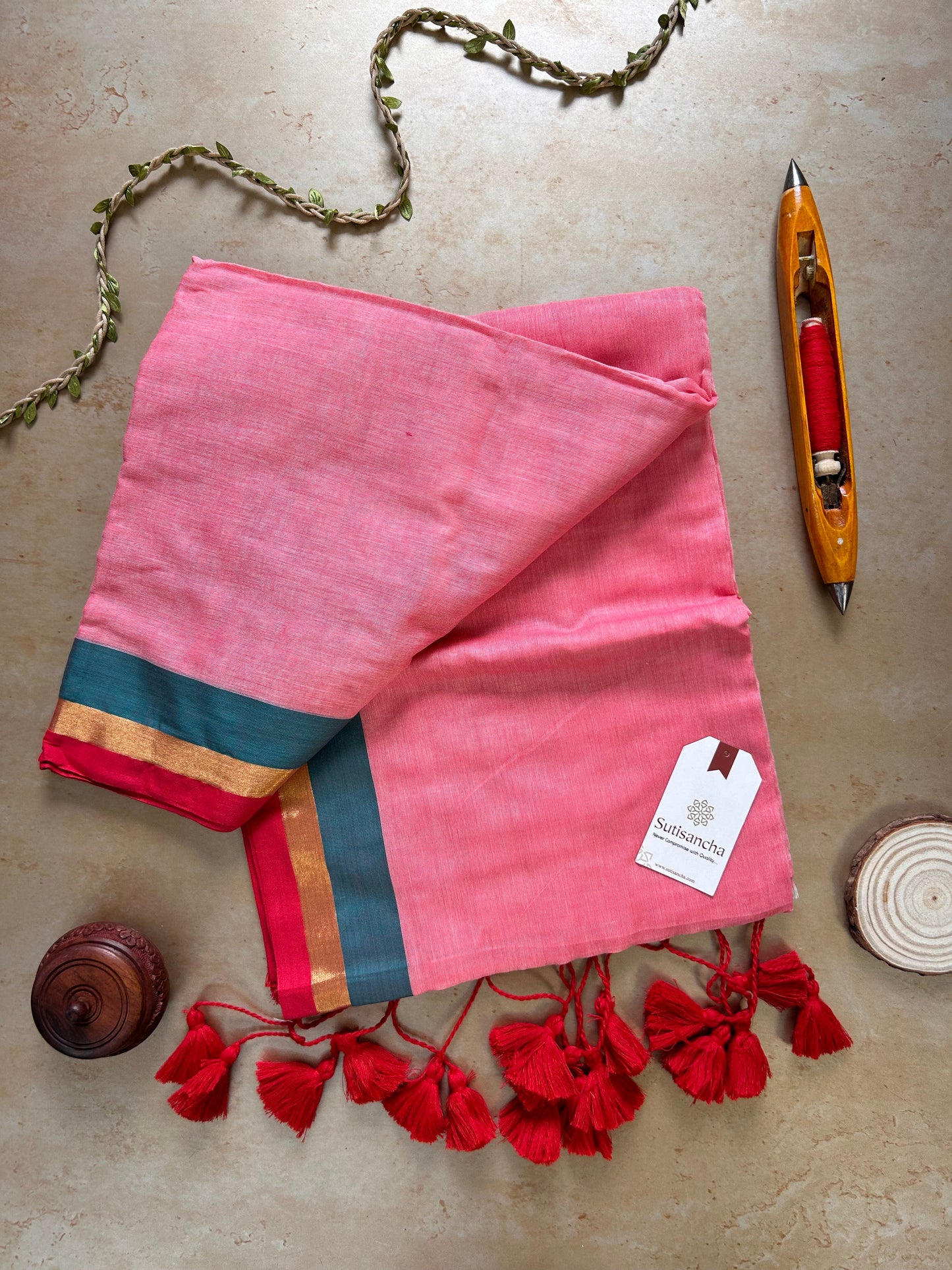 Dhiyona SS Border Bliss Mul Cotton Saree by Sutisancha