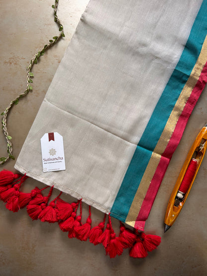 Dhiyona SS Border Bliss Mul Cotton Saree by Sutisancha