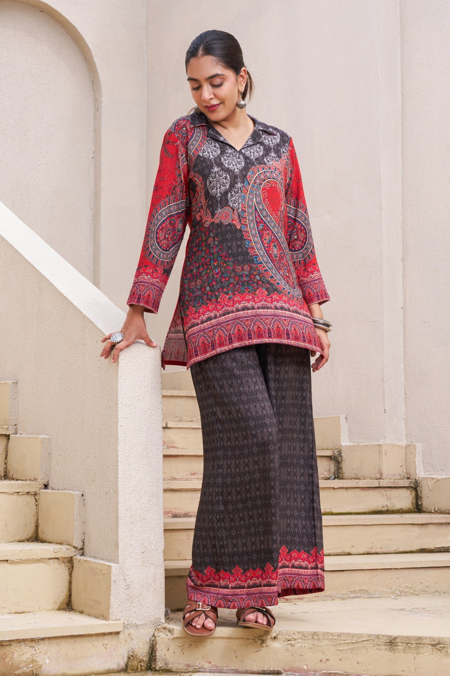 Kabool charcoal printed Co-ord set