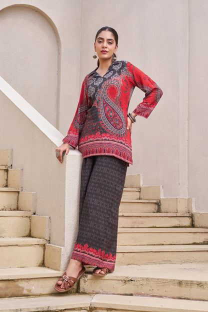 Kabool charcoal printed Co-ord set