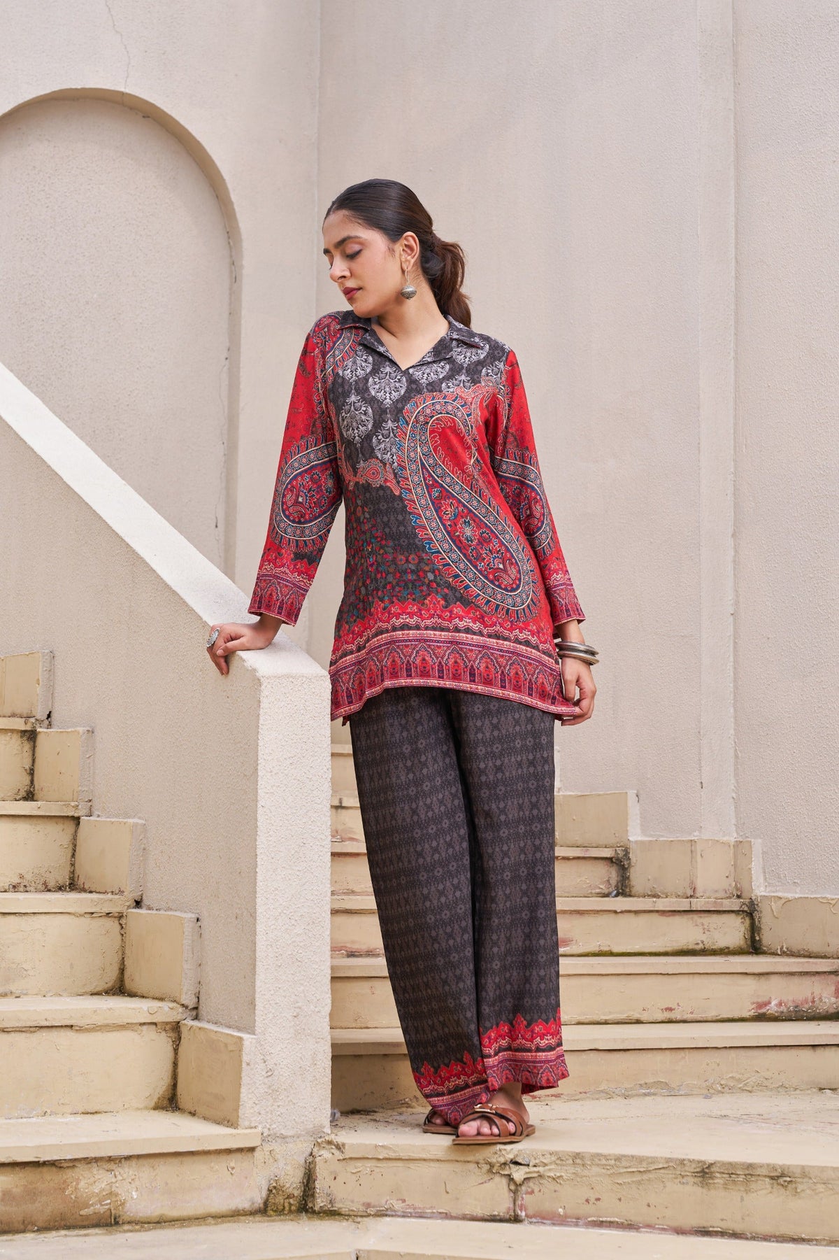 Kabool charcoal printed Co-ord set