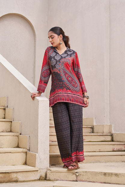 Kabool charcoal printed Co-ord set
