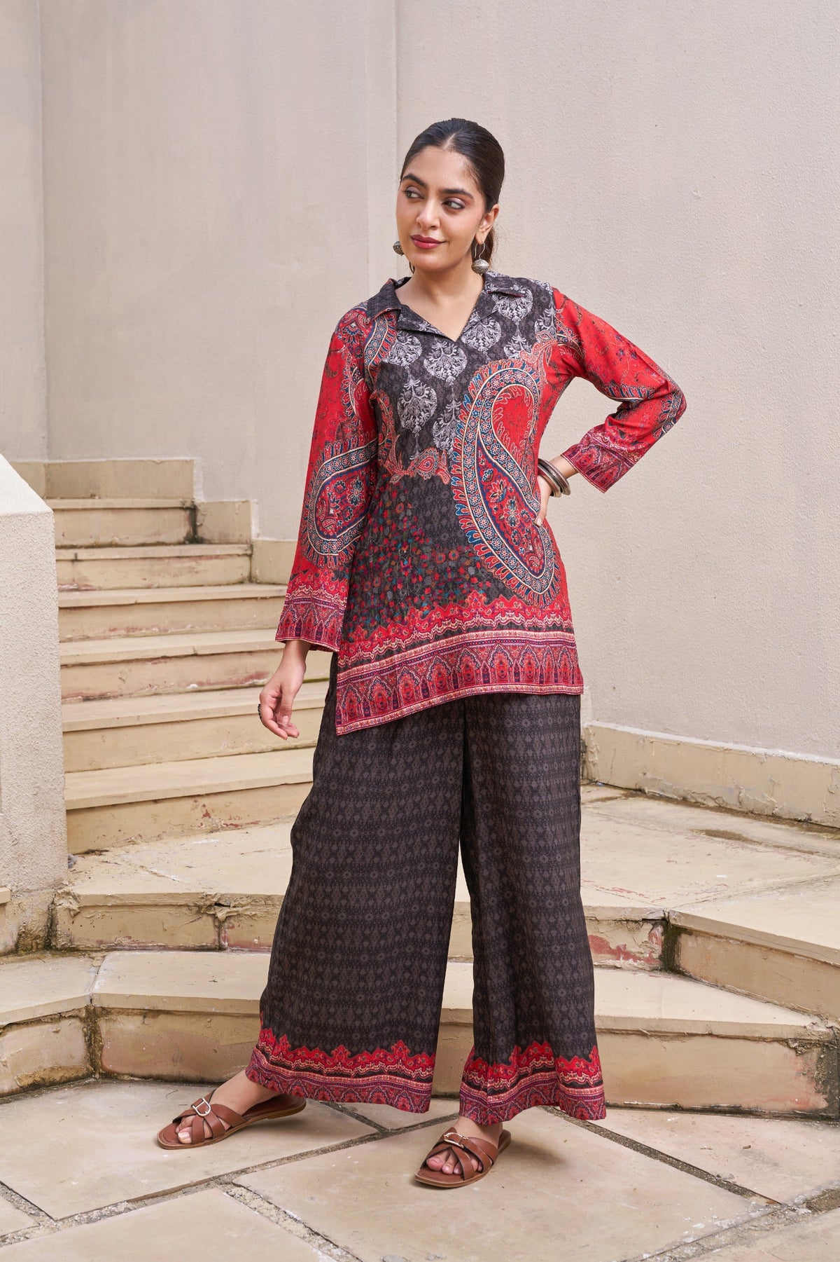 Kabool charcoal printed Co-ord set
