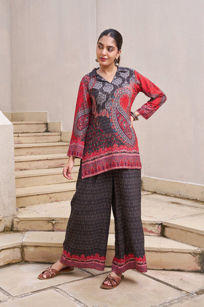Kabool charcoal printed Co-ord set