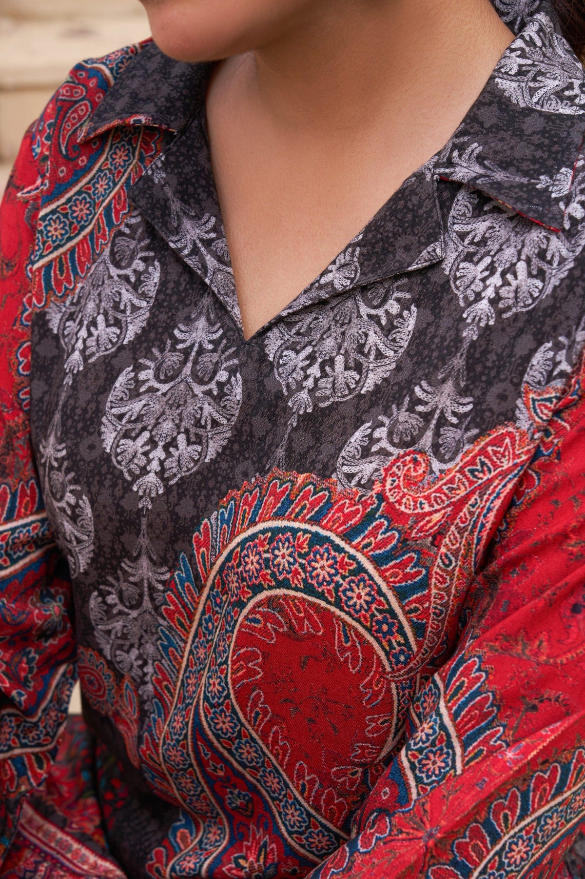 Kabool charcoal printed Co-ord set