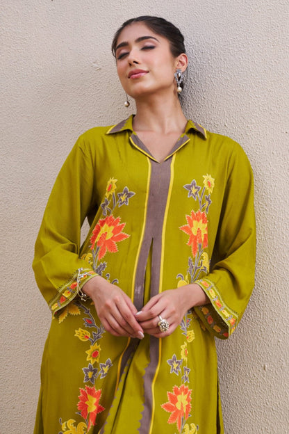 Sonpal sage printed kurta pant set