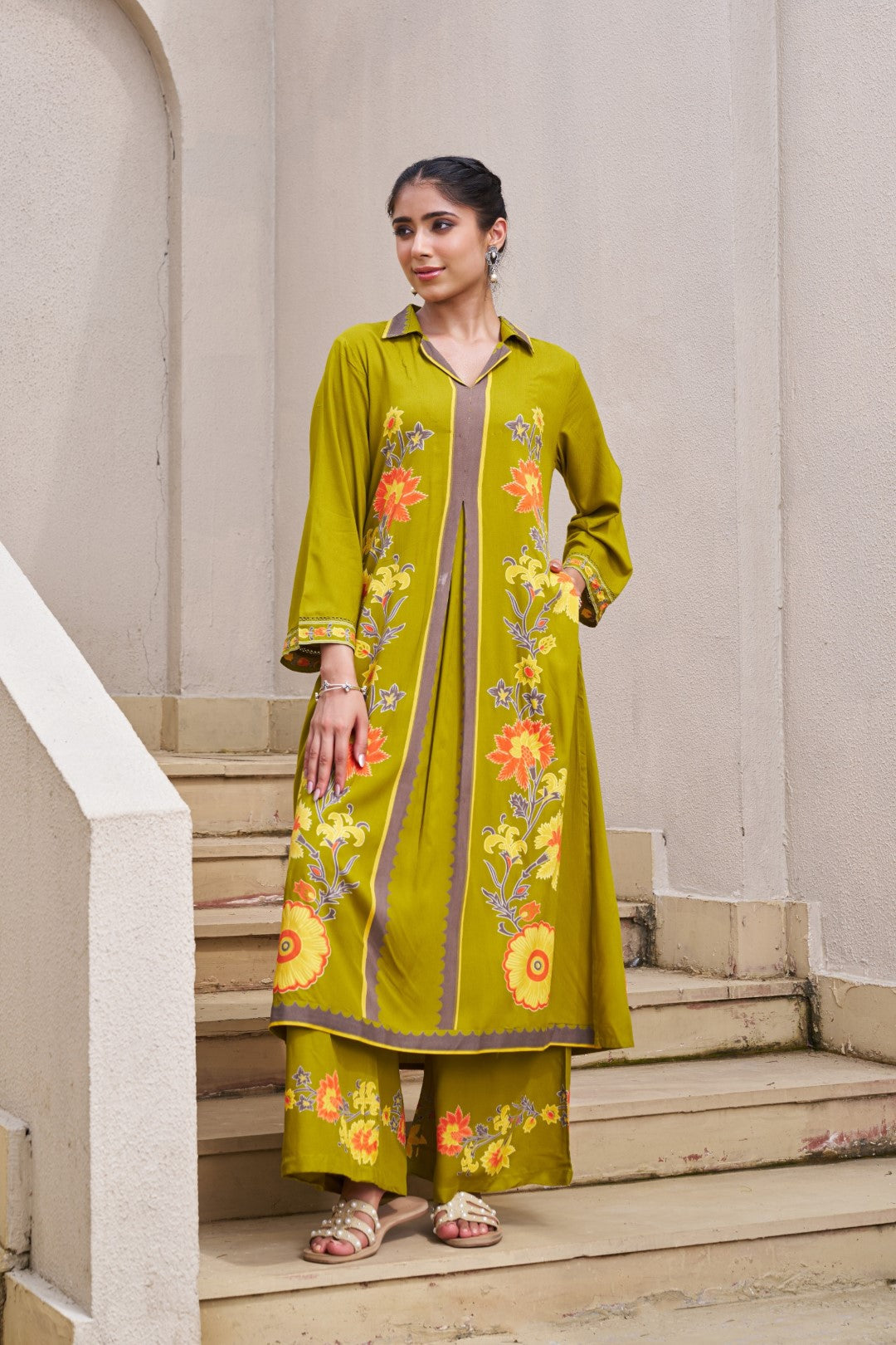Sonpal sage printed kurta pant set