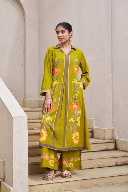 Sonpal sage printed kurta pant set