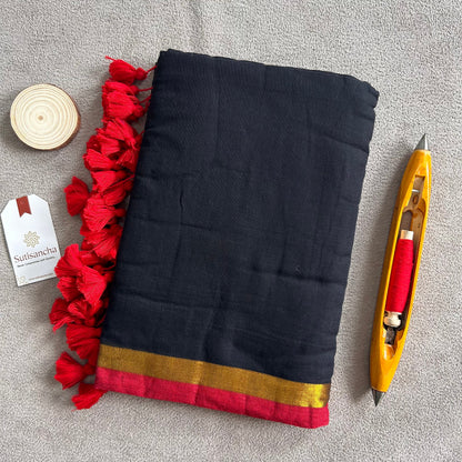 Dhiyona SS Classic Black Mul Cotton Saree