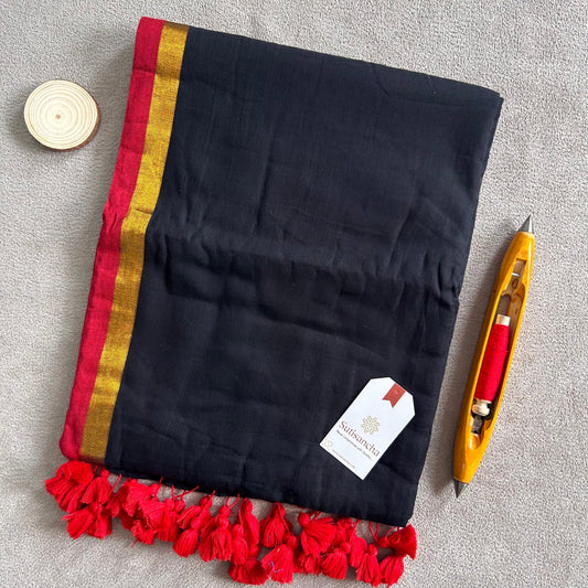Dhiyona SS Classic Black Mul Cotton Saree