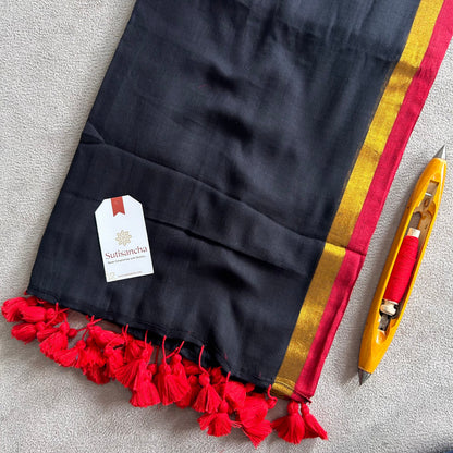 Dhiyona SS Classic Black Mul Cotton Saree