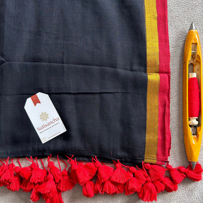 Dhiyona SS Classic Black Mul Cotton Saree