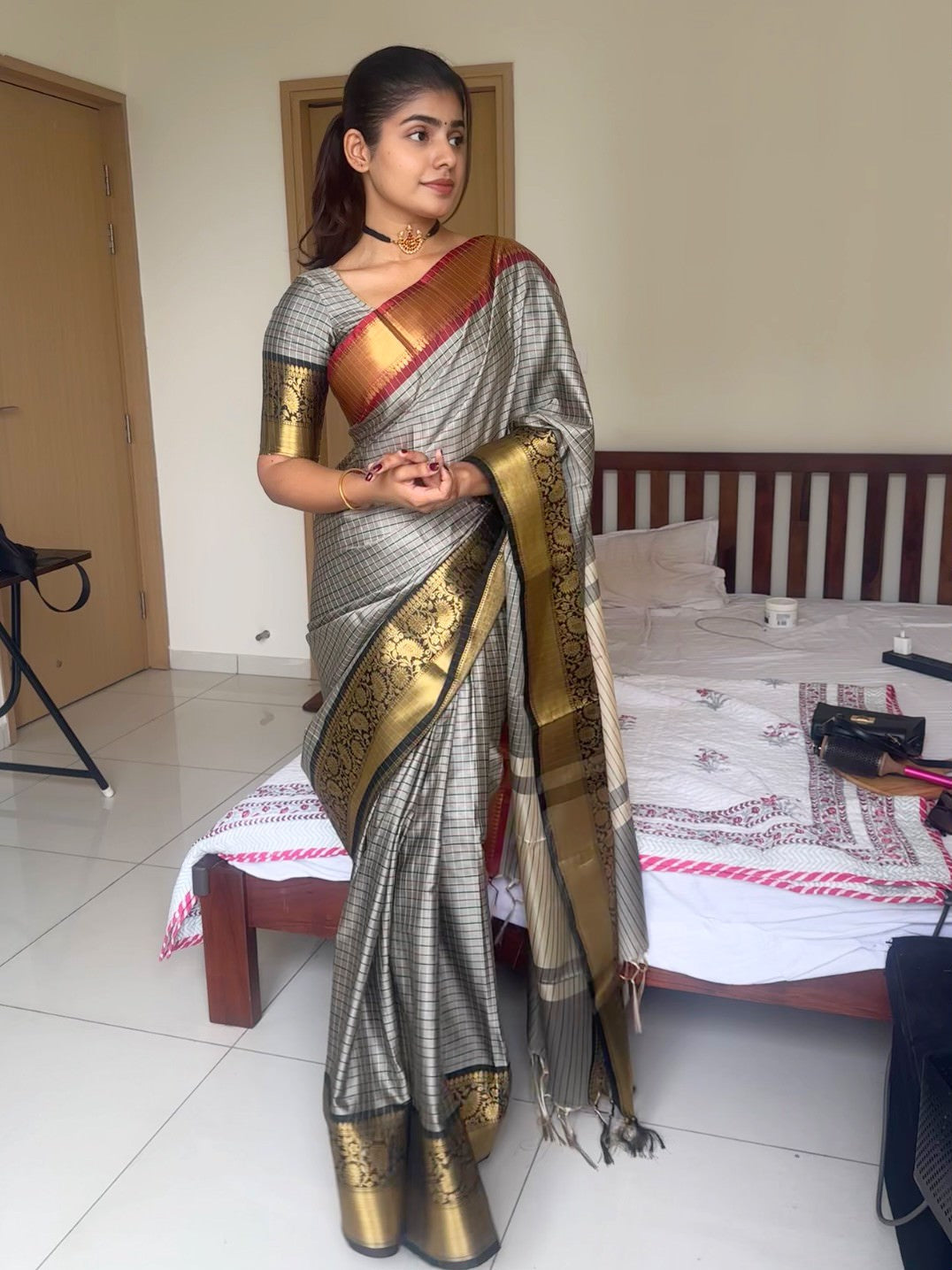 Dhiyona HH Elegant Kattam Silk Saree with Zari Contrast Border