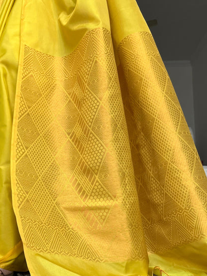 Dhiyona ST Yellow Saree with Gold Woven Jacquard Pallu & Self Blouse Fabric