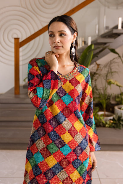 Kabool vibrant printed kurta pant set