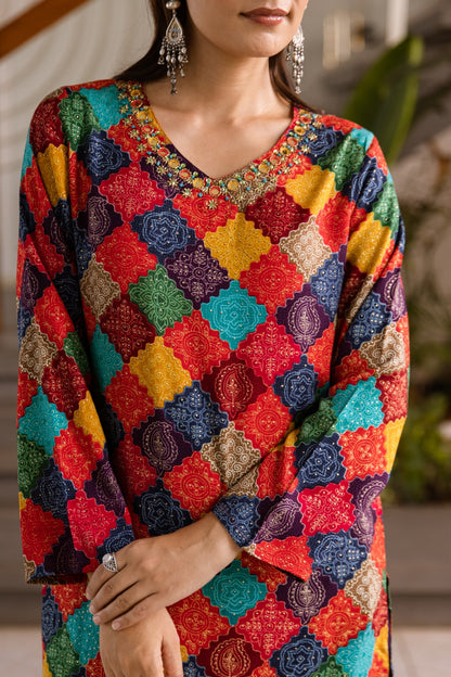 Kabool vibrant printed kurta pant set