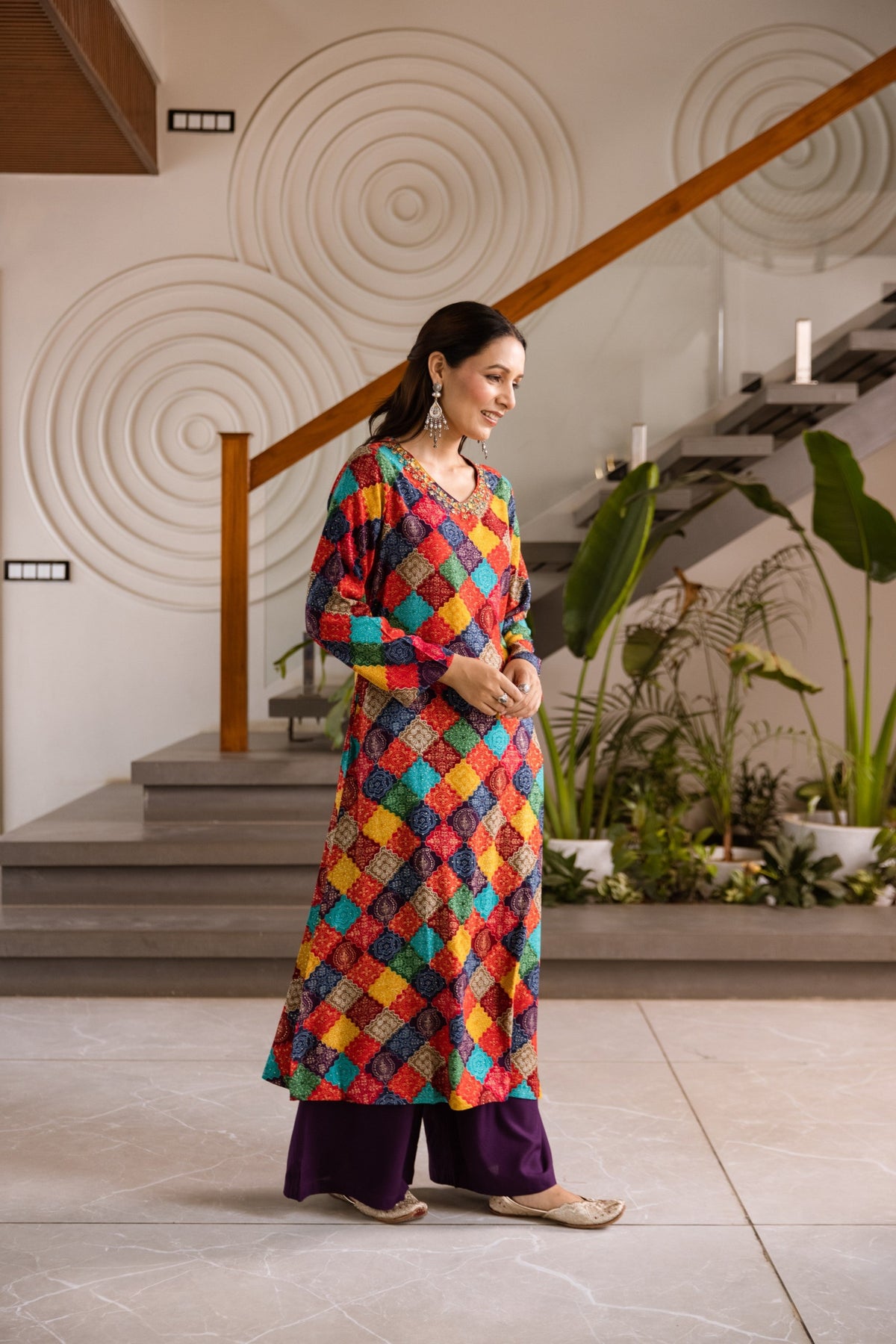 Kabool vibrant printed kurta pant set